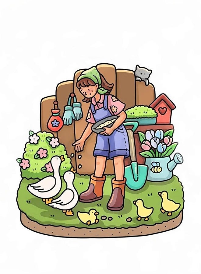 Bukela Girl Moments: A Stress-Relief Coloring Book for Adults & Teens - Cute & Cozy Daily Activities, Mindfulness Illustrations | Relaxing Anti-Anxiety Art Therapy (Cozy Spaces Collection) - Image 2