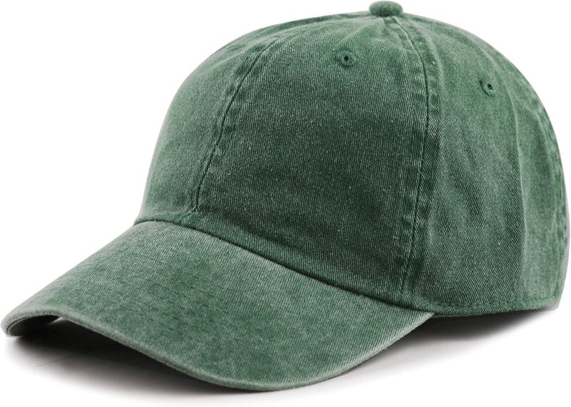 FASHOLIC Plain Washed Denim Baseball Cap for Men & Women | Adjustable Unisex Solid Colour Cap (Green) - Image 1