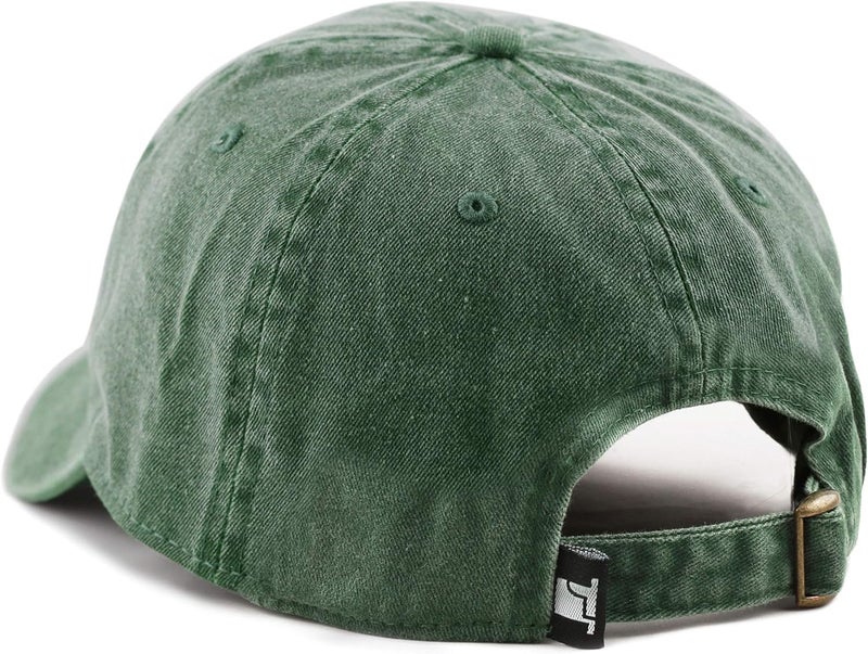 FASHOLIC Plain Washed Denim Baseball Cap for Men & Women | Adjustable Unisex Solid Colour Cap (Green) - Image 5