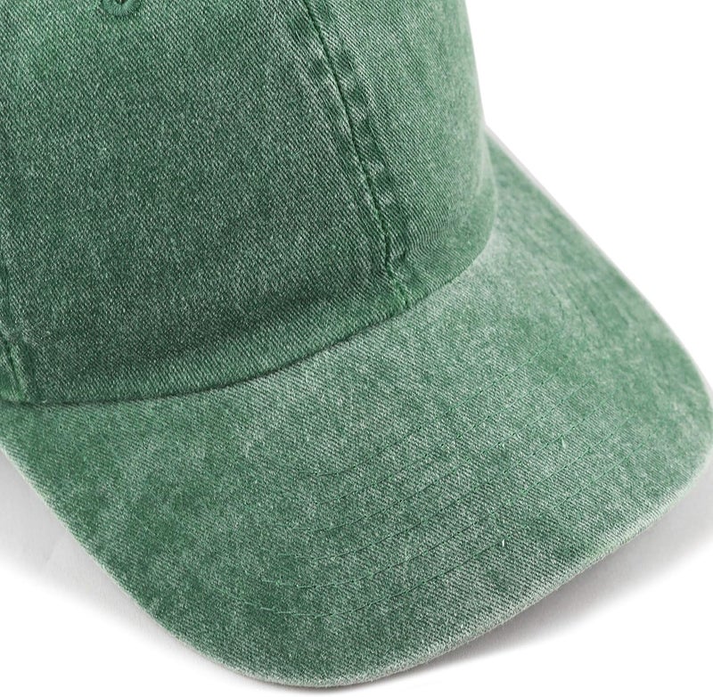 FASHOLIC Plain Washed Denim Baseball Cap for Men & Women | Adjustable Unisex Solid Colour Cap (Green) - Image 4