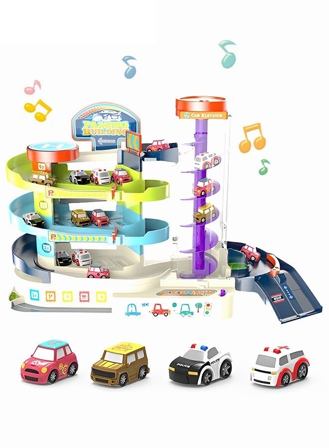 MIXDE Toy Car Garage for Boys Kids Ages 3+Toddlers Building Track Car Playset Parking Lot Toys Birthday Gifts Party Games - Image 1