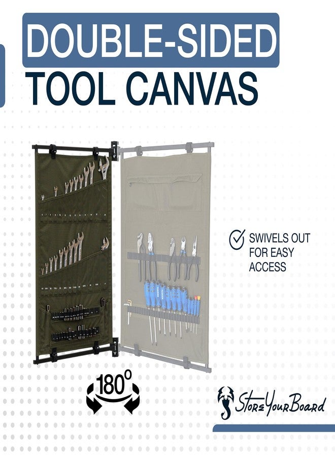 StoreYourBoard Pivot Panel Tool Storage, Swivel Workshop Organizer for Wrenches, Screwdrivers, & Sockets, Metric & Imperial Labeled Slots (High Pine Green) - Image 2