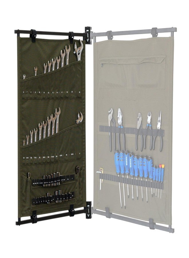 StoreYourBoard Pivot Panel Tool Storage, Swivel Workshop Organizer for Wrenches, Screwdrivers, & Sockets, Metric & Imperial Labeled Slots (High Pine Green) - Image 1