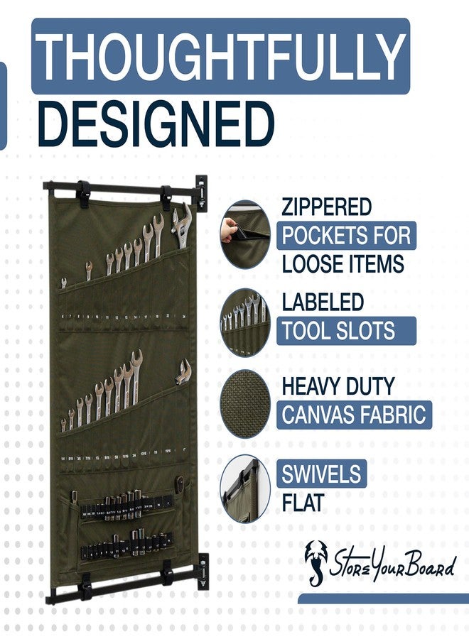 StoreYourBoard Pivot Panel Tool Storage, Swivel Workshop Organizer for Wrenches, Screwdrivers, & Sockets, Metric & Imperial Labeled Slots (High Pine Green) - Image 4