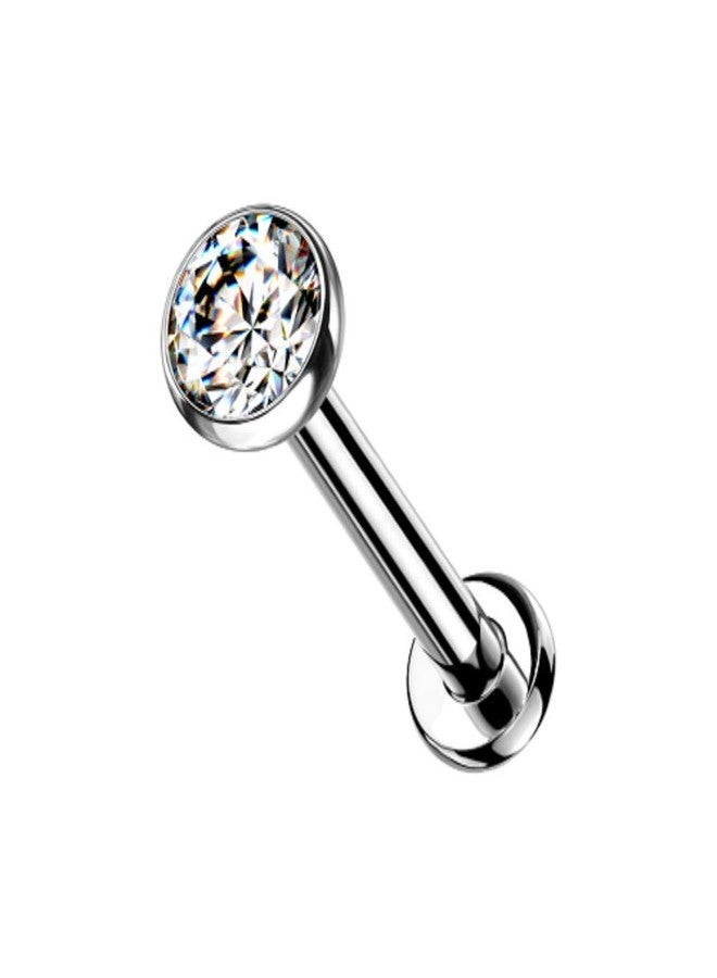 Pierced Owl 16GA Petite 8mm Barbell Implant Grade Titanium Threadless Push-in 3mm Crystal Flat Back Stud (Clear) - Image 1
