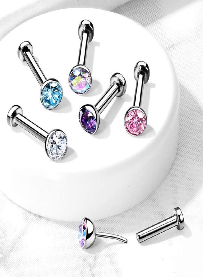 Pierced Owl 16GA Petite 8mm Barbell Implant Grade Titanium Threadless Push-in 3mm Crystal Flat Back Stud (Clear) - Image 3