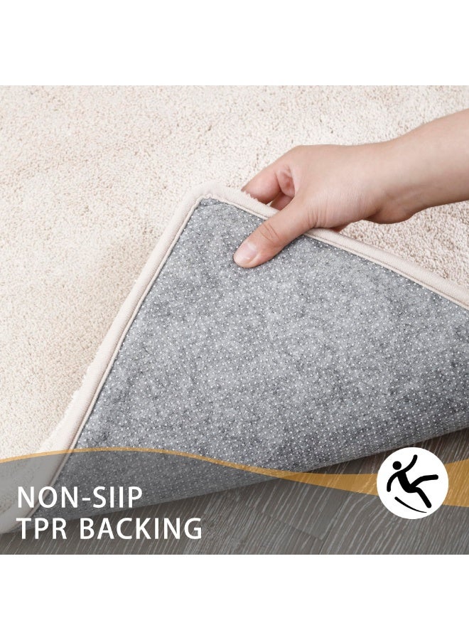 XiuWoo Bathroom Rug - Thick Memory Foam Bath Mat, Ultra Soft & Plush, Non-Slip, Quick Dry, Absorbent Washable Microfiber Mat-Beige - Image 2