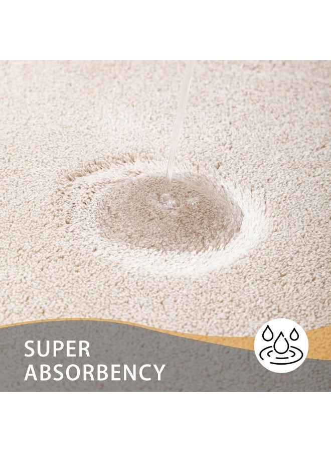 XiuWoo Bathroom Rug - Thick Memory Foam Bath Mat, Ultra Soft & Plush, Non-Slip, Quick Dry, Absorbent Washable Microfiber Mat-Beige - Image 4