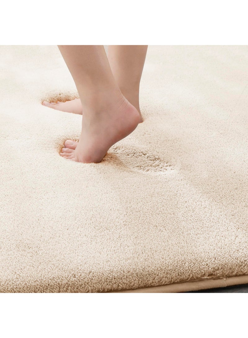 XiuWoo Bathroom Rug - Thick Memory Foam Bath Mat, Ultra Soft & Plush, Non-Slip, Quick Dry, Absorbent Washable Microfiber Mat-Beige - Image 5