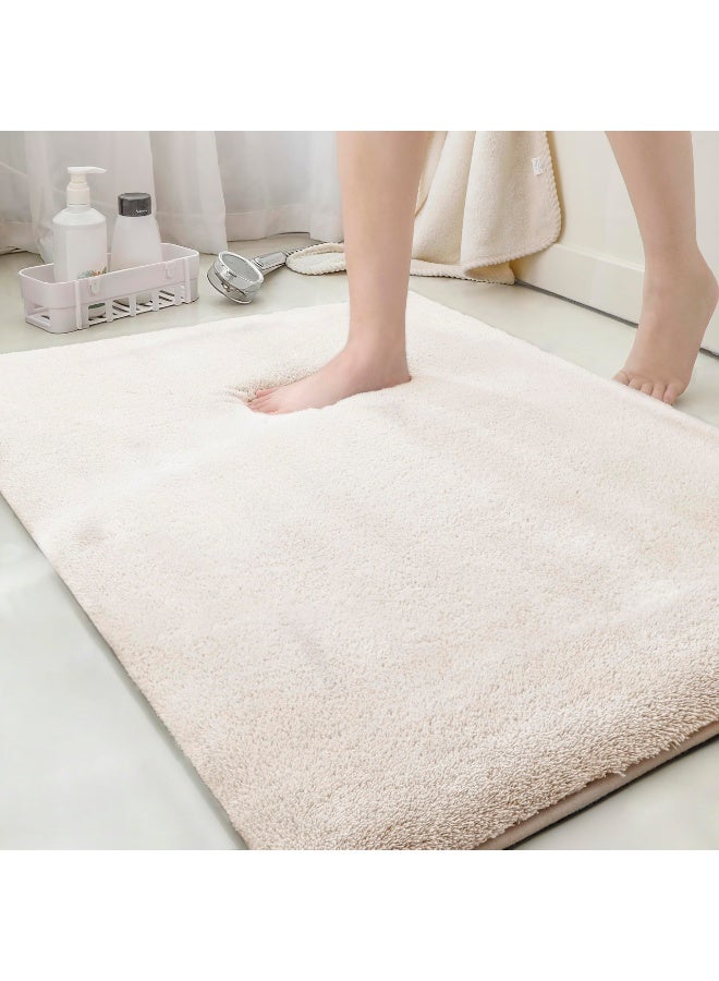 XiuWoo Bathroom Rug - Thick Memory Foam Bath Mat, Ultra Soft & Plush, Non-Slip, Quick Dry, Absorbent Washable Microfiber Mat-Beige - Image 1