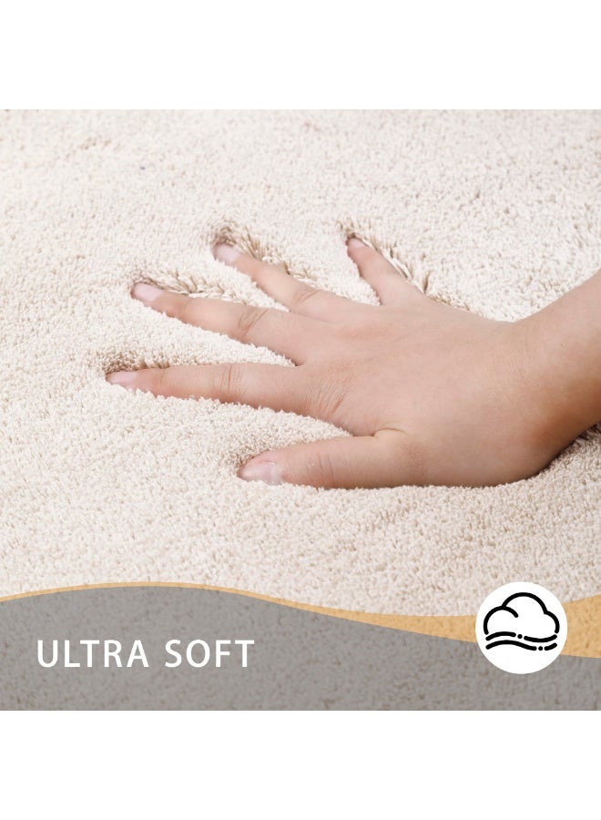 XiuWoo Bathroom Rug - Thick Memory Foam Bath Mat, Ultra Soft & Plush, Non-Slip, Quick Dry, Absorbent Washable Microfiber Mat-Beige - Image 3