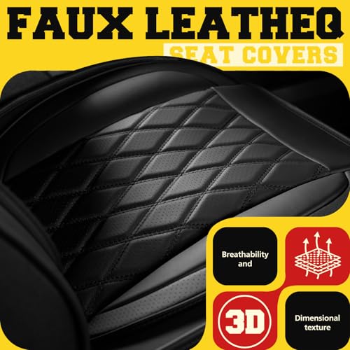 LINGVIDO Truck Seat Covers for 2009-2025 Ford F150 SuperCrew and 2017-2025 F250 F350 F450 Super Duty Crew Cab, Waterproof Faux Leather Front Seat Covers for Trucks, Black - Image 5