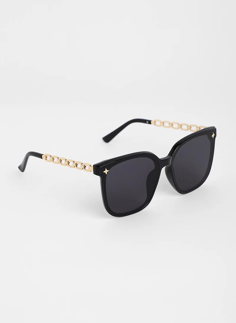 Haute Sauce The Chainlink Wayfarer Sunglasses - Onyx Black