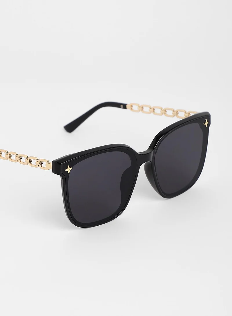 Haute Sauce The Chainlink Wayfarer Sunglasses - Onyx Black