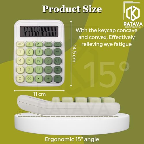 RATAVA Colorful Candy Calculator | 12-Digit Large LCD Display with Sugar Cube Buttons | Cute & Functional for Office, School, Home & Business | Color - Green | (1 Pc) - Image 2