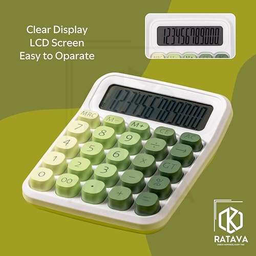 RATAVA Colorful Candy Calculator | 12-Digit Large LCD Display with Sugar Cube Buttons | Cute & Functional for Office, School, Home & Business | Color - Green | (1 Pc) - Image 4