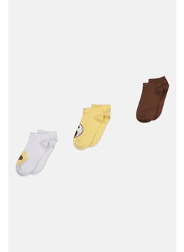 Don't Call Me Jennyfer Women 3 Pairs Graphic Print Socks, White Combo 