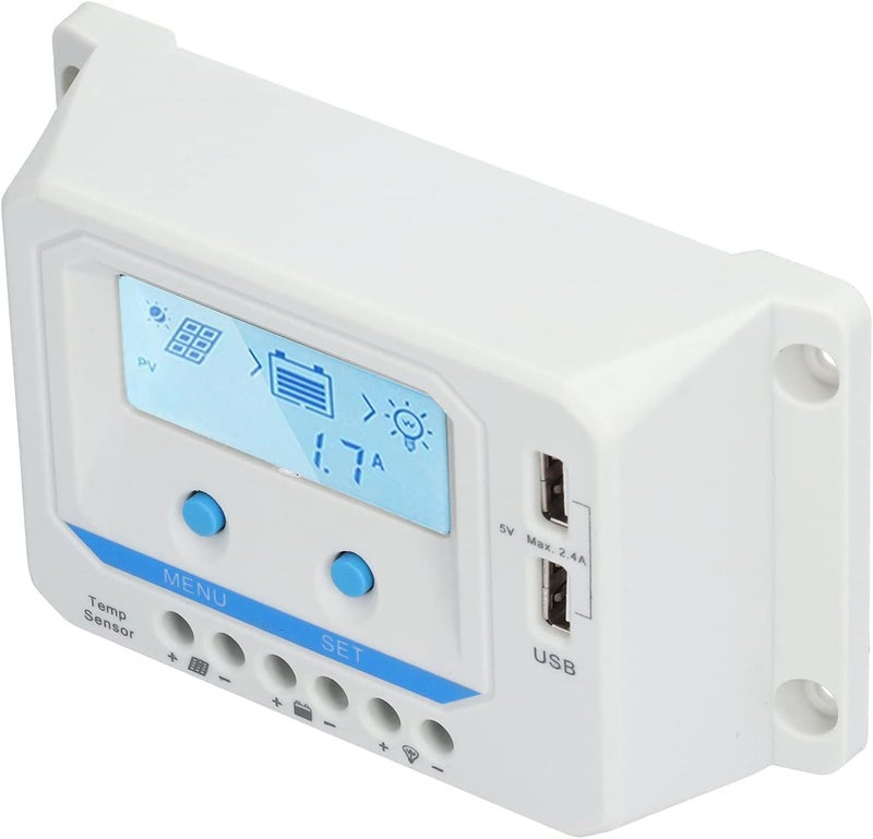 Solar Charge Controller with LCD Display, PWM Solar Panel Controller, 3 - Level Charging Protection for 12V/24V Systems, Compatible with Traffic Lights and Solar Street (20A) - Image 4