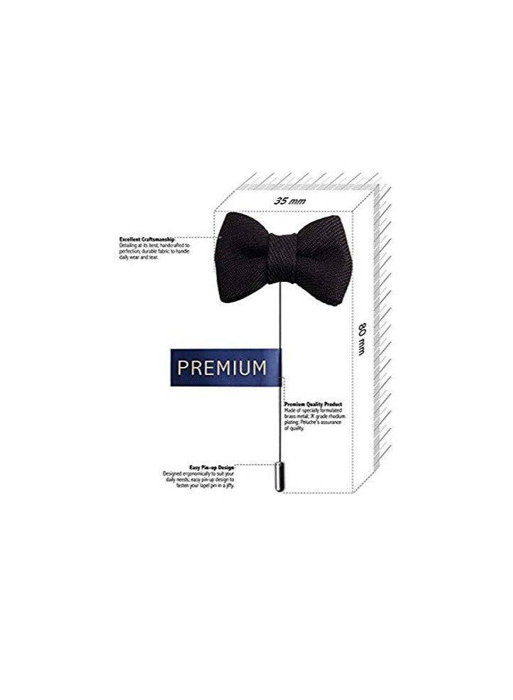 Peluche The Graceful Bow - Black Colored Brooch/Lapel Pin for Men | Genuine - Image 3