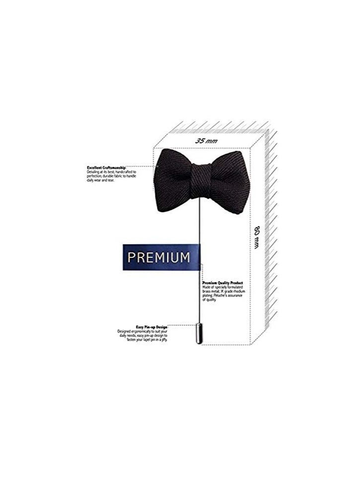 Peluche The Graceful Bow - Black Colored Brooch/Lapel Pin for Men | Genuine - Image 4