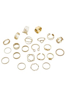 Huitich 22-Piece Gold Colour Plated Stacking Ring Set Minimalist & Trendy  - Image 1