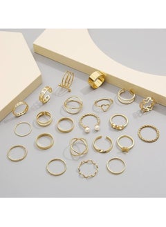 Huitich 22-Piece Gold Colour Plated Stacking Ring Set Minimalist & Trendy  - Image 3