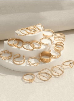 Huitich 22-Piece Gold Colour Plated Stacking Ring Set Minimalist & Trendy  - Image 5