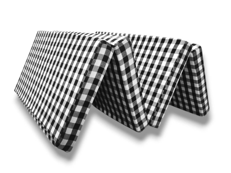 ATOOTFUSION Foldable Single Bed Floor EP Mattress, Black and White Check Design, Reversible, Portable for Travel Picnic and PG (4 Fold Foldable Mattress, 72X36X4 Inches) - Image 4