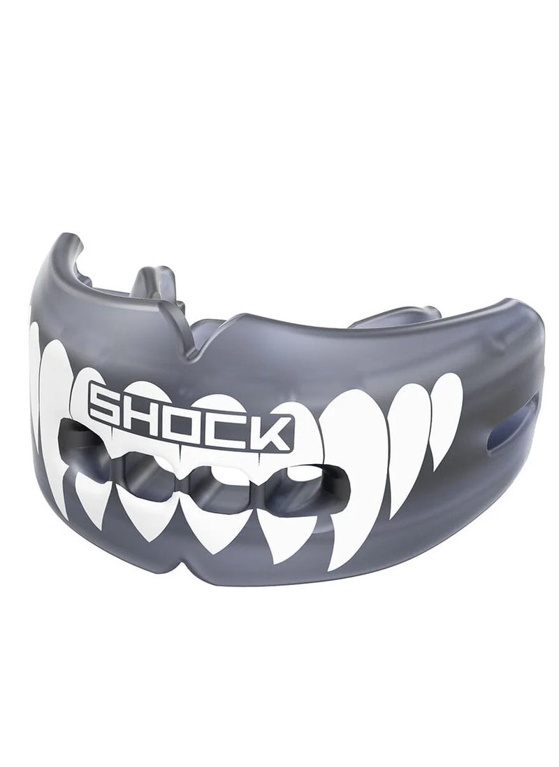 Shock Doctor SD DOUBLE BRACES STRAPLESS MOUTHGUARD TRANS BLACK/WHITE FANG ADULT  - Image 1