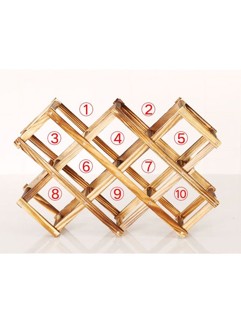 FFD Foldable Wooden Wine Rack – 10-Bottle Storage & Display Stand, Rustic Free-Standing Design for Kitchen, Home Bar, and More"  - Image 4