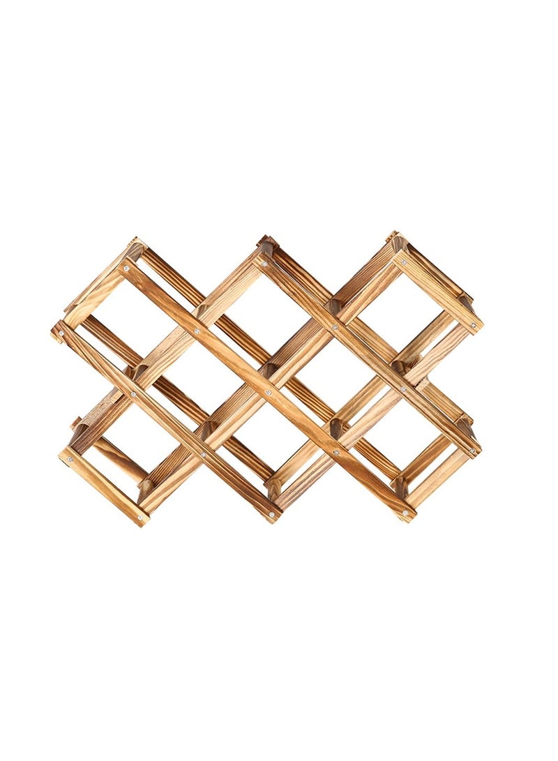 FFD Foldable Wooden Wine Rack – 10-Bottle Storage & Display Stand, Rustic Free-Standing Design for Kitchen, Home Bar, and More"  - Image 2