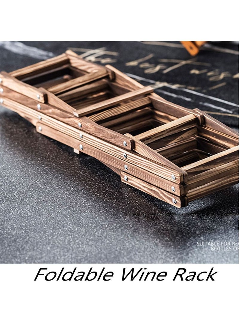 FFD Foldable Wooden Wine Rack – 10-Bottle Storage & Display Stand, Rustic Free-Standing Design for Kitchen, Home Bar, and More"  - Image 3