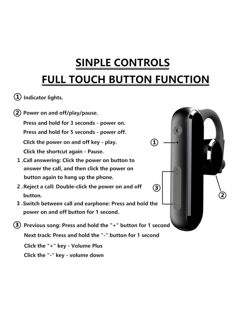 Generic - Bluetooth earpiece V5.4 Single Ear Bluetooth Headset, with Noise Cancellation and Microphone Compatible, Talk time of 35 Hours Bluetooth Phone Headset, Available for iPhone and Android. (Z8) - Image 1