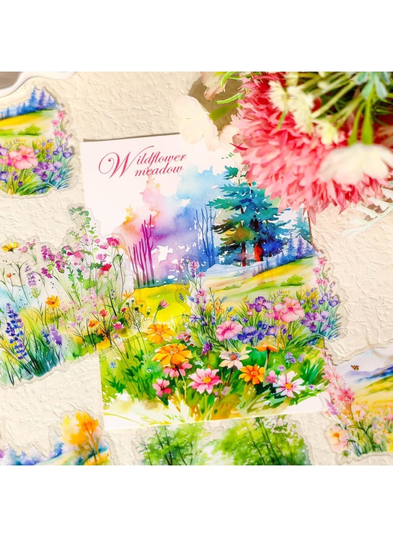 SYOSI Scenery Sticker Set, Nature-Themed Stickers Kit, Waterproof PET Scrapbooking Decals with Sea, Sunset, Forest & Wildflower Designs for Junk Journals, DIY Crafts & Ephemera (120-Piece) - Image 4