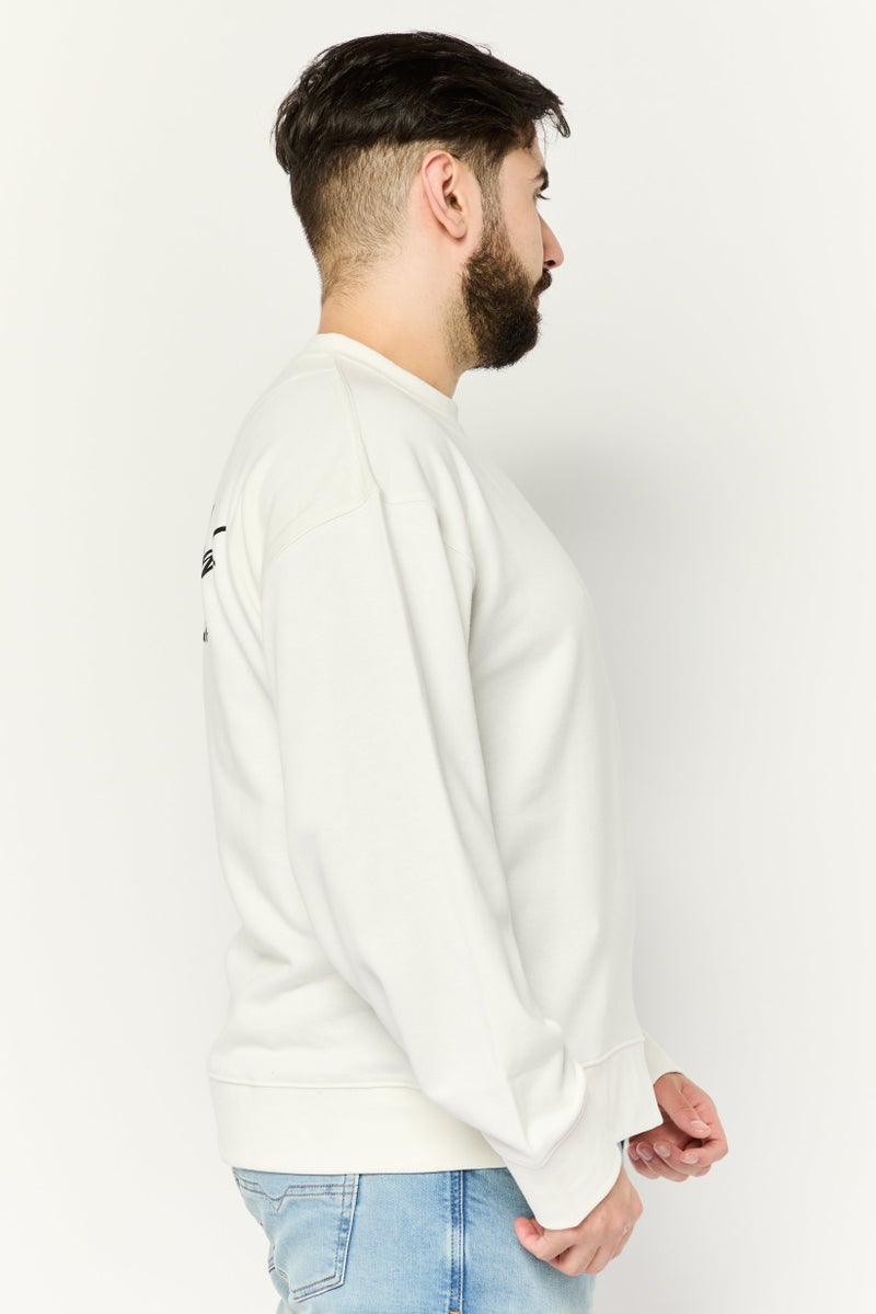 Established Redefining Essentials Men Crew Neck Long Sleeves Brand Logo Sweatshirt, White - Image 4