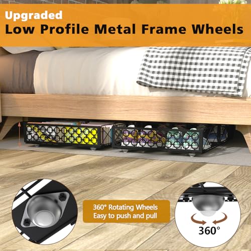 NADAMOO Large Under Bed Storage with Wheels, Low Profile Rolling Under Bed Storage Containers，Foldable Metal Under the Bed Organizer Bins for Bedroom，2 Packs - Image 3