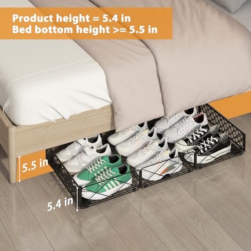 NADAMOO Large Under Bed Storage with Wheels, Low Profile Rolling Under Bed Storage Containers，Foldable Metal Under the Bed Organizer Bins for Bedroom，2 Packs - Image 4
