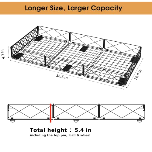 NADAMOO Large Under Bed Storage with Wheels, Low Profile Rolling Under Bed Storage Containers，Foldable Metal Under the Bed Organizer Bins for Bedroom，2 Packs - Image 2