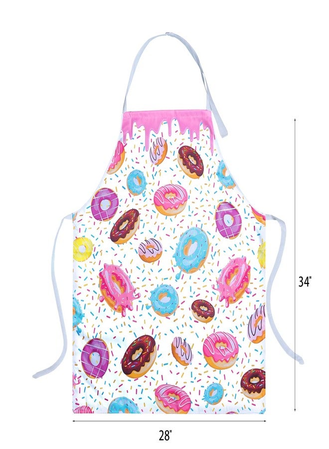 Violet Mist Donuts Apron for Women Girls Cute Kitchen Chef Apron for Men Adjustable Cooking Aprons for Kitchen Baking Garden BBQ Grilling Salon, Pink White Donut - Image 2
