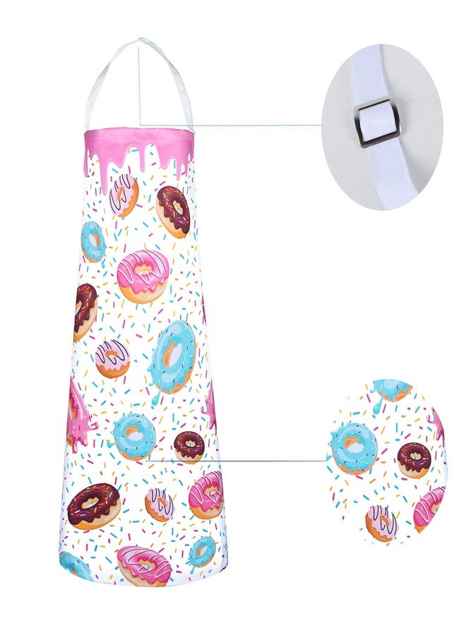 Violet Mist Donuts Apron for Women Girls Cute Kitchen Chef Apron for Men Adjustable Cooking Aprons for Kitchen Baking Garden BBQ Grilling Salon, Pink White Donut - Image 4