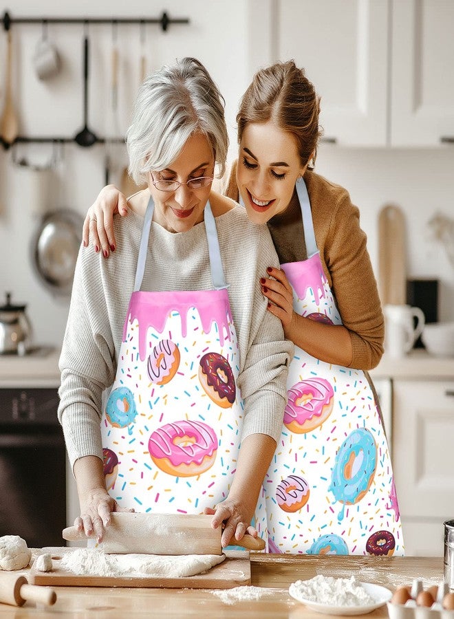 Violet Mist Donuts Apron for Women Girls Cute Kitchen Chef Apron for Men Adjustable Cooking Aprons for Kitchen Baking Garden BBQ Grilling Salon, Pink White Donut - Image 5
