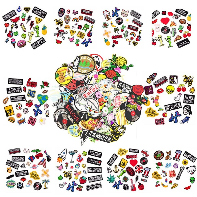 U-Sky USky Sew or Iron on Patches Pack 22pcs Random Assortment Embroidery Iron on Patches for Clothing Sew on Applique Iron Patches for Jeans for Jackets for Backpacks for Vest 