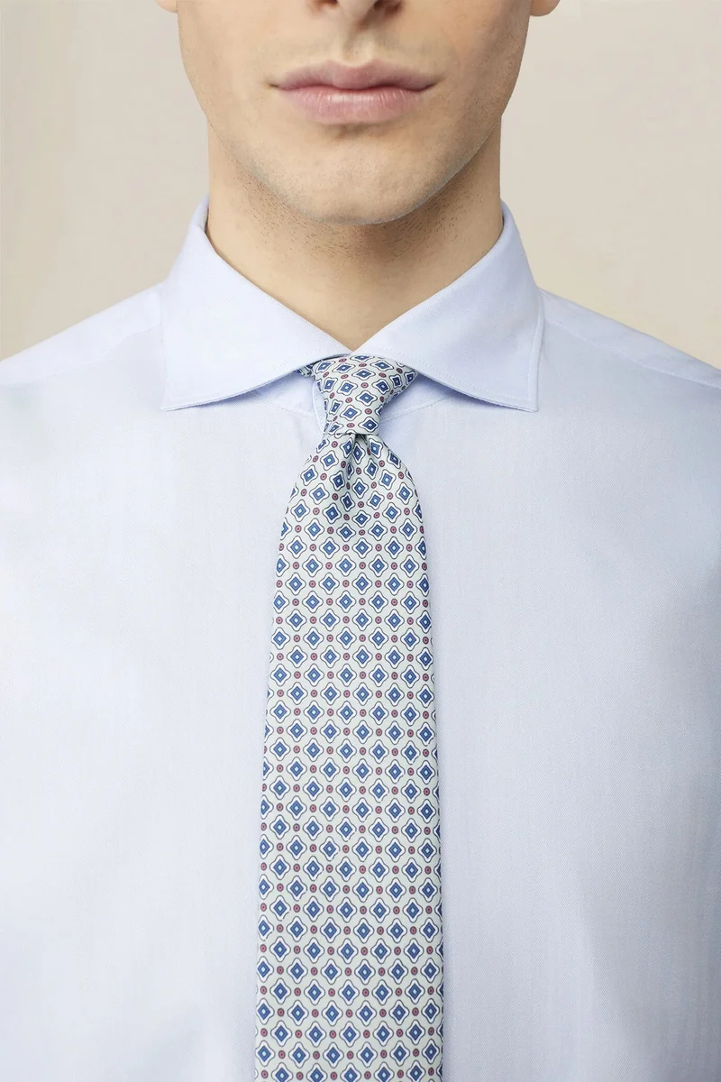 Doppelganger Men's tie with micro geometric pattern - Aquamarine