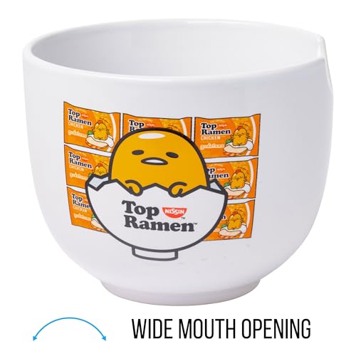 Silver Buffalo Sanrio Gudetama Lazy Egg Nissin Top Ramen Ceramic Ramen Bowl with Chopsticks | Microwave Safe Noodle Bowl, 20 Oz | Cute Gudetama Design | Perfect for Ramen & More - Image 3