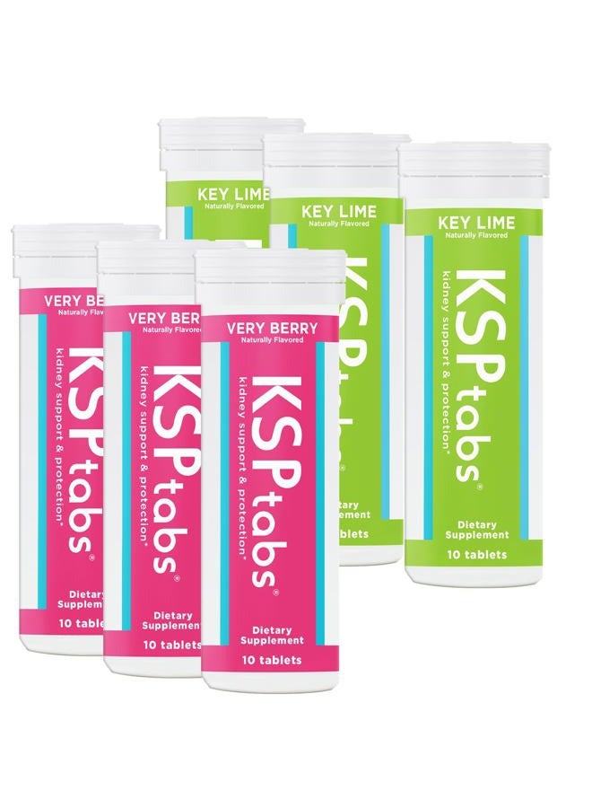 KSPtabs مكمل ترطيب وصحة الكلى الطبيعي بالكامل بنكهة التوت والليمون لمكافحة تكوين بلورات أكسالات الكالسيوم، نكهة مختلطة - 6 عبوات - Image 1