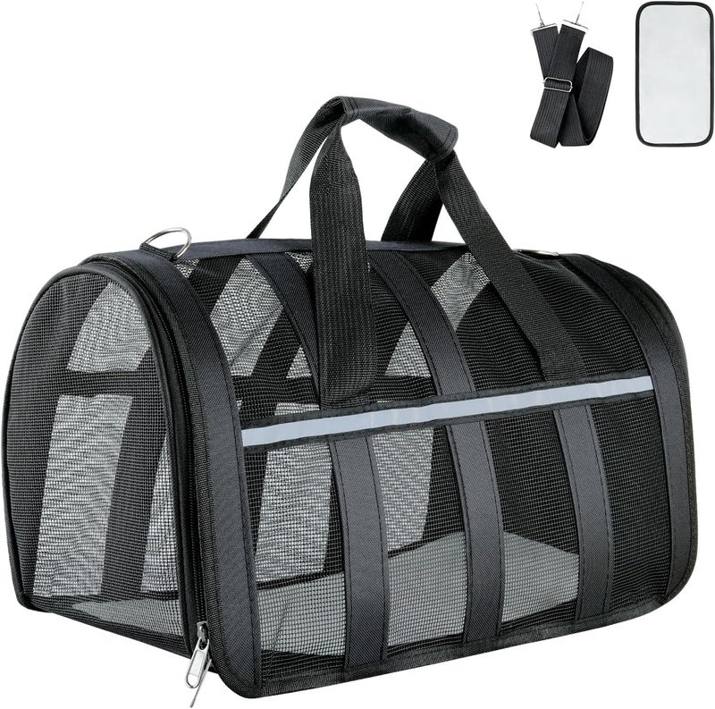 YooxArmor Flight-compatible pet carrier, breathable mesh dog cat travel bag with reflectors, portable pet handbag with soft handle, suitable for small to medium pets (under 6.8 kg / 15 lbs) - Image 1