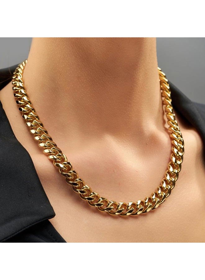 Lifetime Jewelry قلادة سلسلة كوبية 11 مم للرجال والمراهقين مطلية بالذهب عيار 24 قيراط مع استبدال مجاني مدى الحياة - Image 3