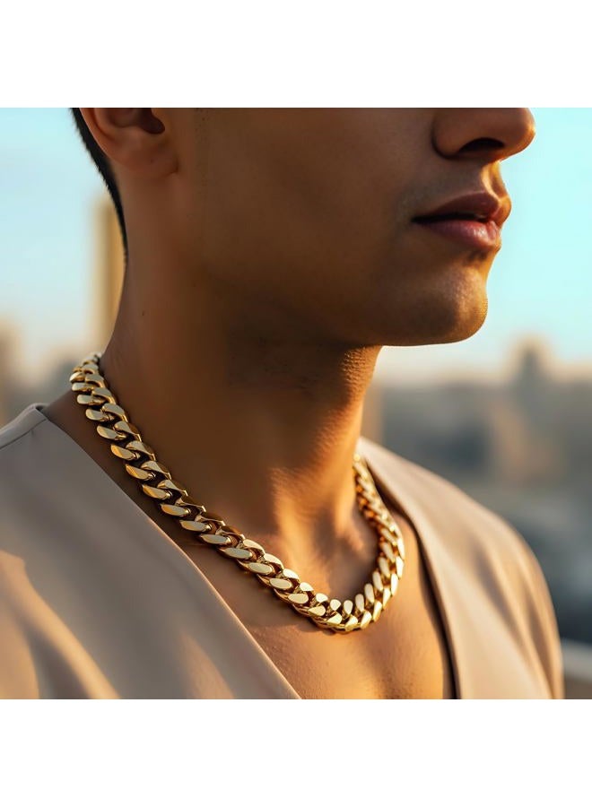 Lifetime Jewelry قلادة سلسلة كوبية 11 مم للرجال والمراهقين مطلية بالذهب عيار 24 قيراط مع استبدال مجاني مدى الحياة - Image 2
