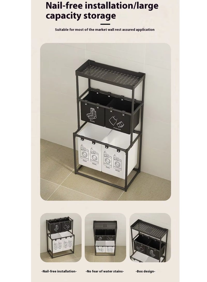 XiuWoo Laundry Sorter 4 Sections with Top Storage Shelf,Laundry Hamper for Efficient Dirty Clothes Organization,Laundry Basket with Large Capacity and 4 Removable Bags - Image 2