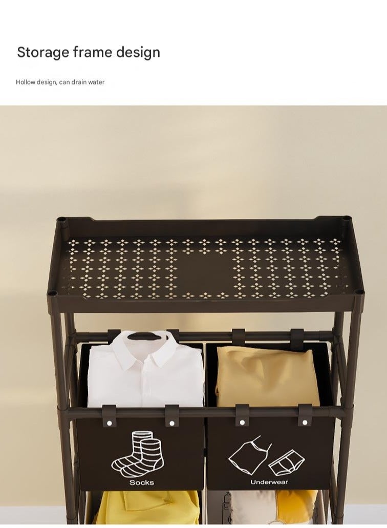 XiuWoo Laundry Sorter 4 Sections with Top Storage Shelf,Laundry Hamper for Efficient Dirty Clothes Organization,Laundry Basket with Large Capacity and 4 Removable Bags - Image 4